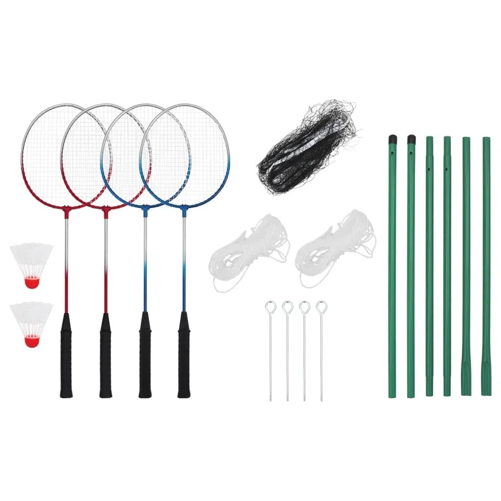 Set di Badminton con 4 racchette e rete 620 x 151 cm Rete di Badminton per cortile, spiaggia e famiglia