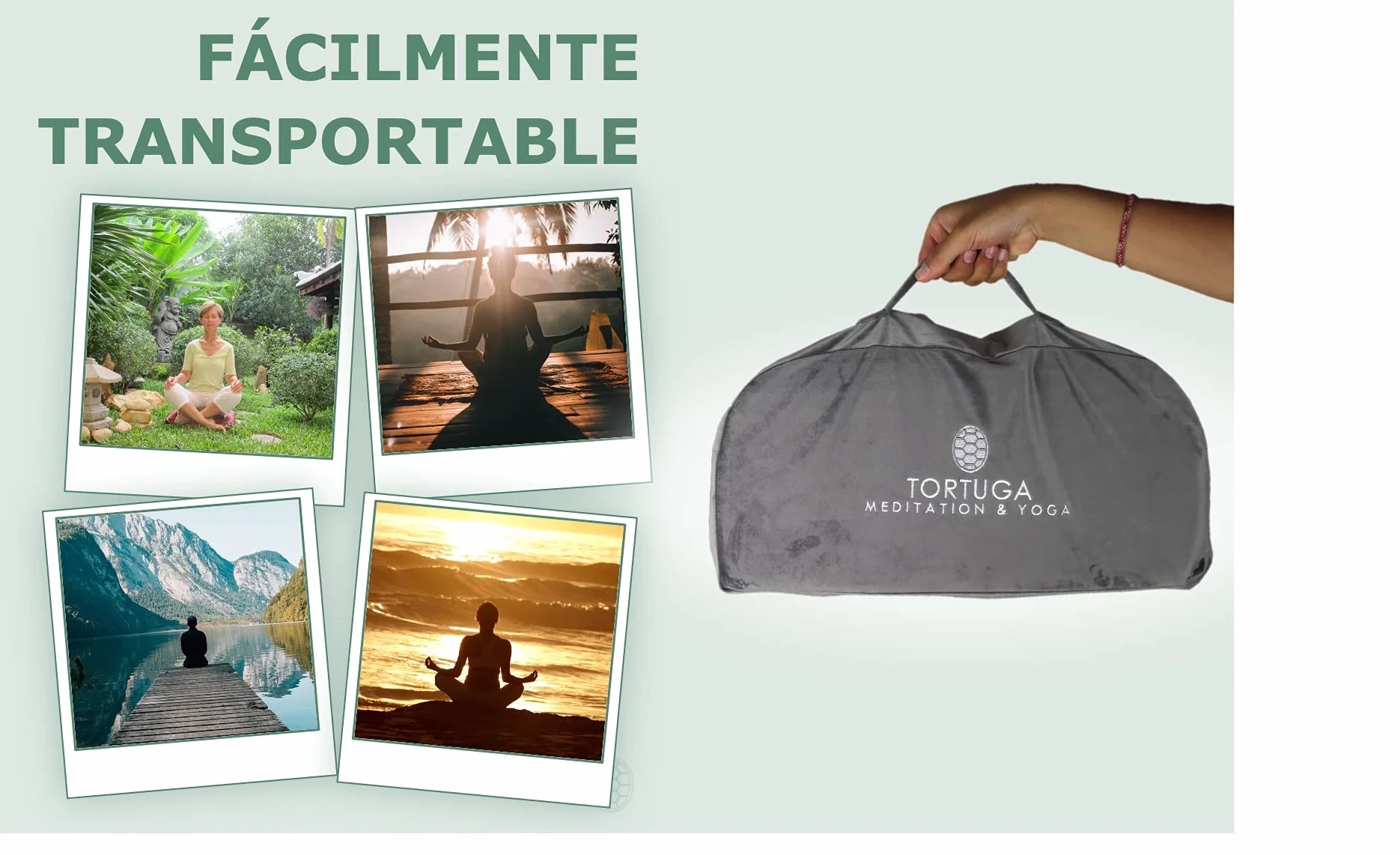 TORTUGA - Panca da meditazione in bambù biologico - Pieghevole ed ergonomico - Blu - 46x18x15cm - Pacchetto completo: borsa da trasportare, comodo cuscino - Migliora la postura e la consapevolezza