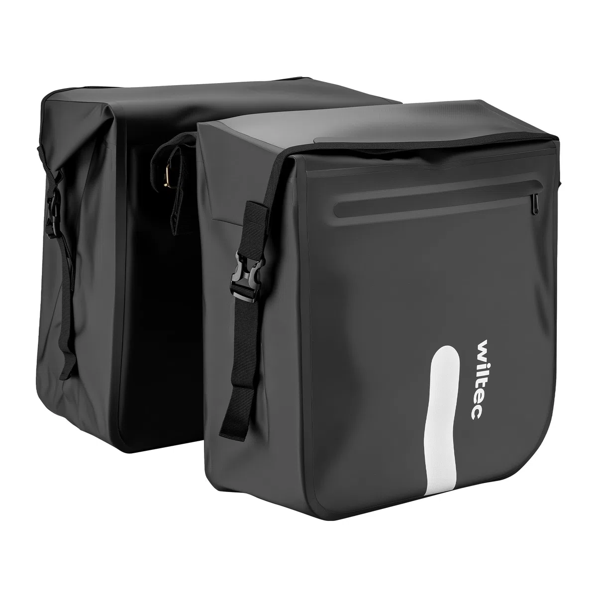 Wiltec Borsa doppia per portapacchi 37 x 16 x 51 cm, borse bici posteriori con 46 l di spazio, borse posteriori bici impermeabili, borsa da viaggio per bicicletta con tasche laterali