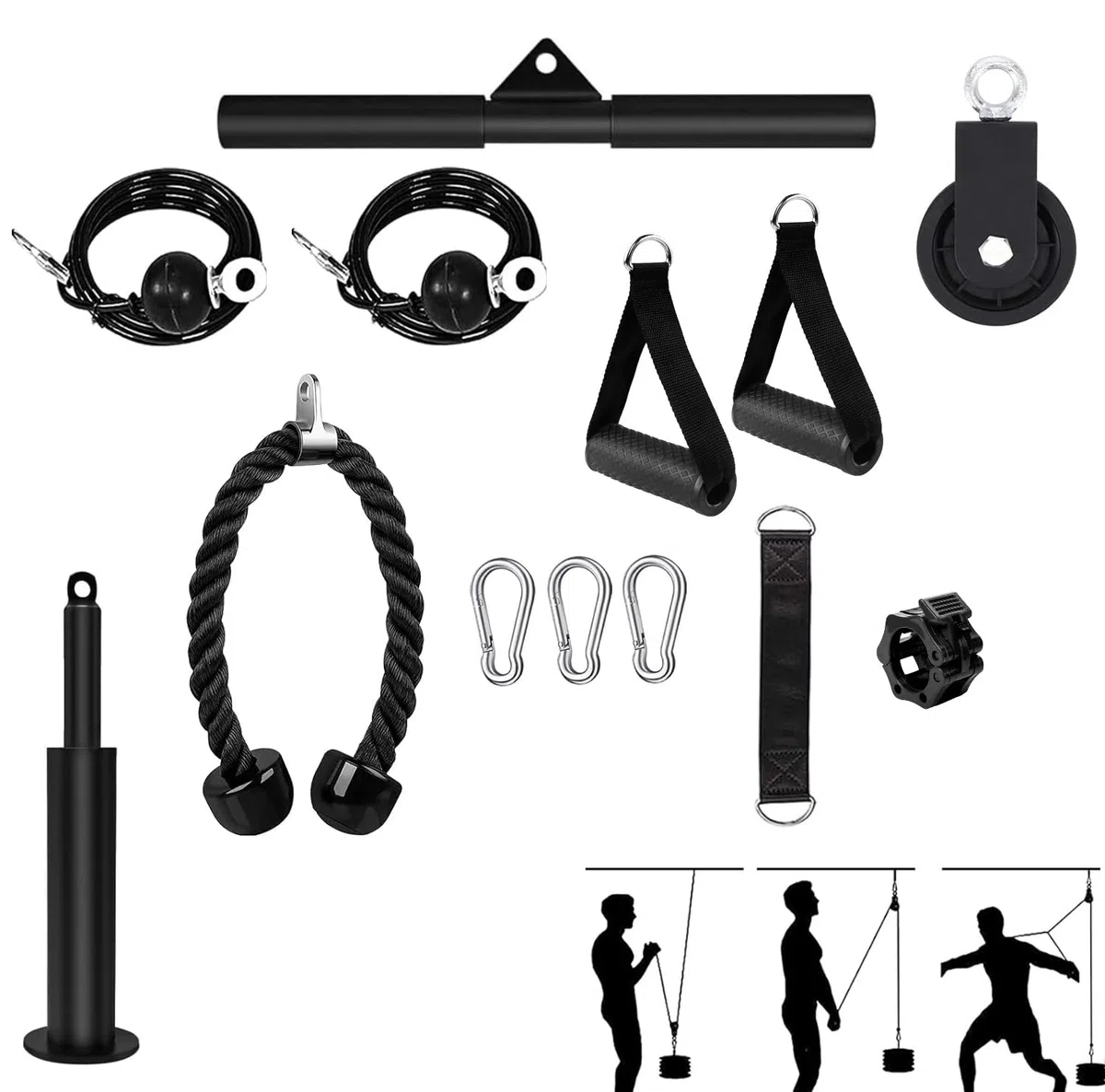FFitness SISTEMA DI PULEGGIA DA PALESTRA CAVO DI TRAZIONE CARRUCOLA PULLEY ACCESSORI FITNESS 13 PEZZI CASA PALESTRA MULTIFUNZIONE TORRE DI TRAZIONE