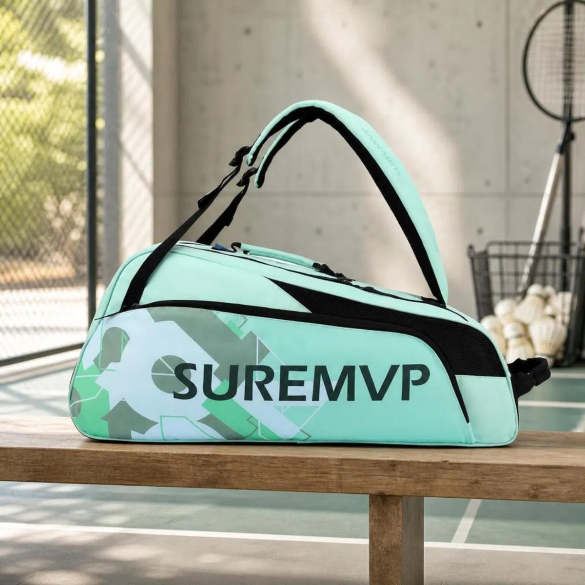 Borsa Porta Attrezzatura Sportiva Zaino Racket Borsa Tennis Borsa Padel Borsa Badminton con Doppia Cerniera E Pannelli a Oxford E PU Capienza 45, Array, D-10 Verde Pappagallo