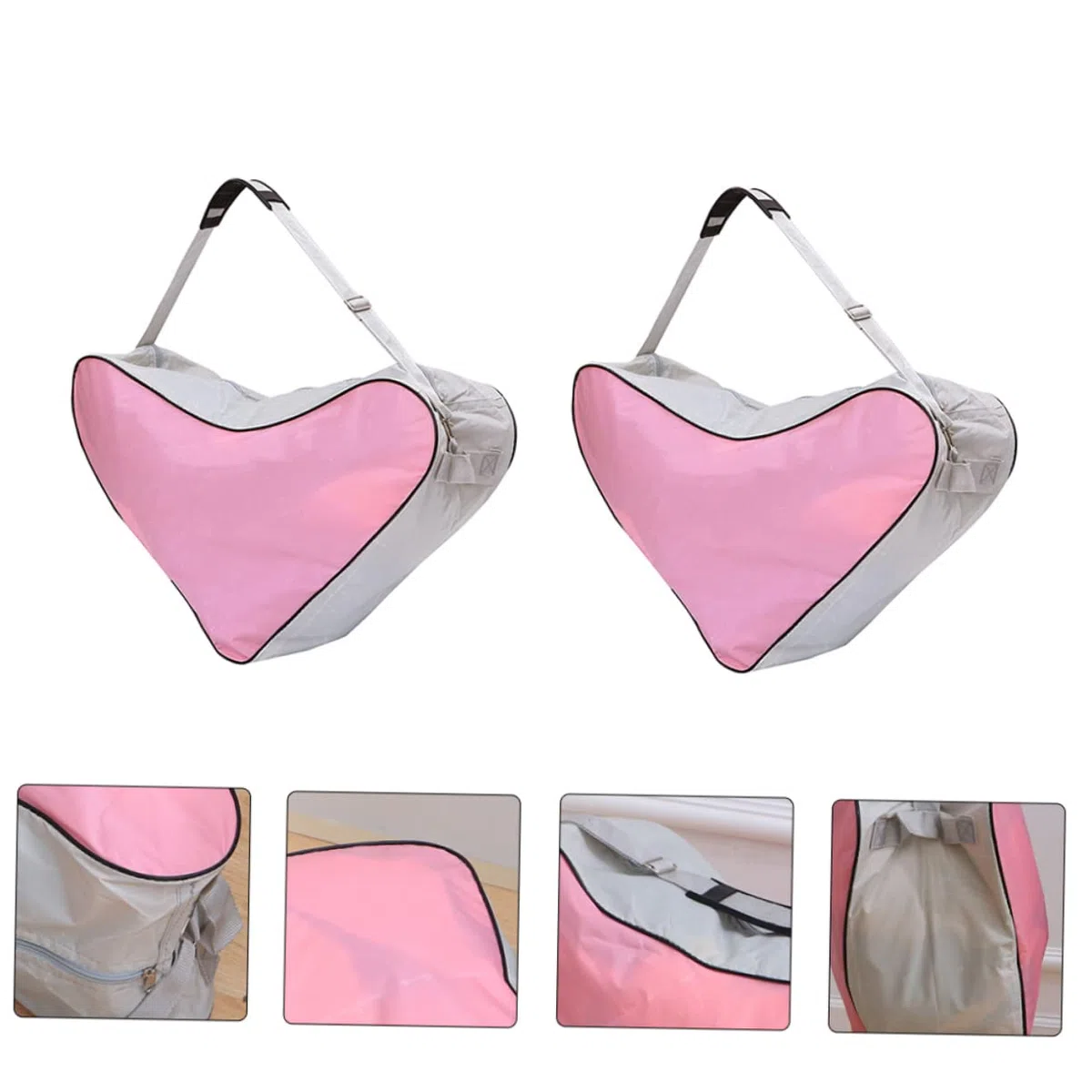 Borsa Portaoggetti Triangolare per Roller Skates e Ice Skates 2 Pezzi | Tessuto Oxford Rosa, Design Portatile Riutilizzabile, Facile da Pulire