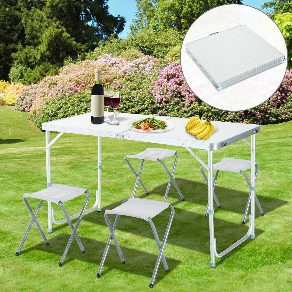 BAKAJI Tavolo Camper Campeggio Picnic Alluminio Pieghevole a valigetta per spiaggia o giardino (120 x 60cm)