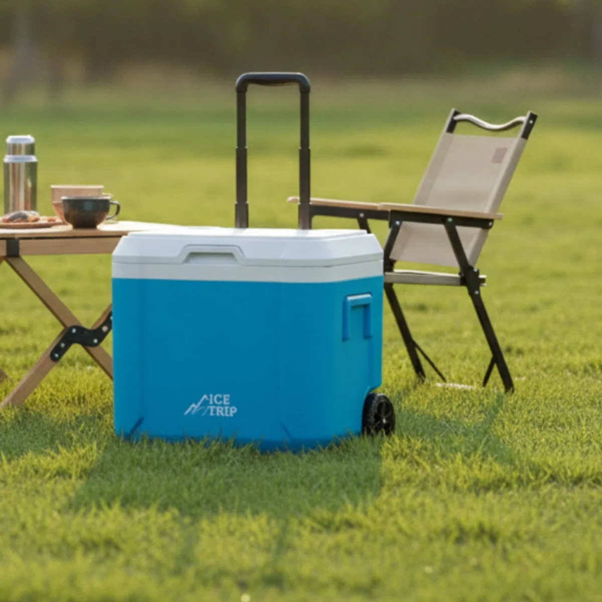 Frigo Portatile con Ruote Grande Capacità Ghiacciaia Portatile con Ruote Facile da Trasportare Scatola Termica per Campeggiatori, Famiglie, Barbecue