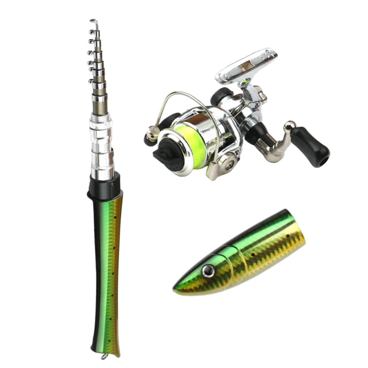 Canna da pesca piccola – canna da pesca telescopica tascabile – mulinello leggero Combo Pocket Pole per mare lago stagno