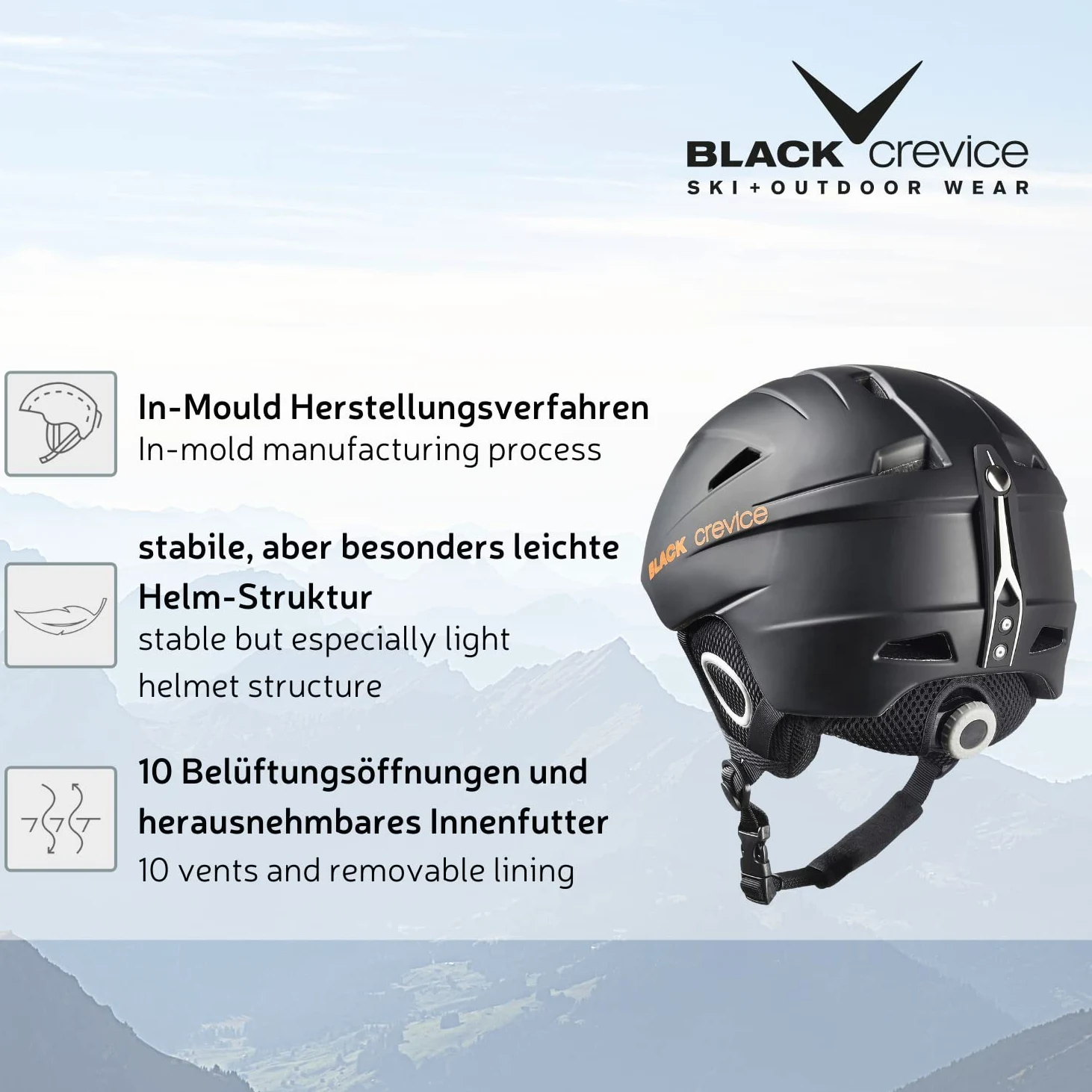 BLACK CREVICE Kitzbühel Casco da sci I Casco da sci design sportivo in diversi colori I Casco da sci uomo & donna I Casco in policarbonato I Casco da sci traspirante I (L, bianco/blu)