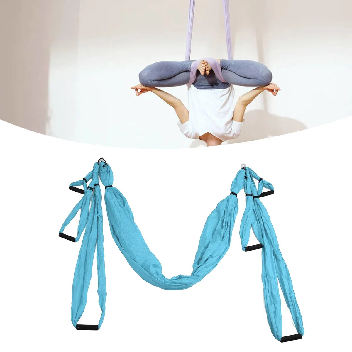 Topiky Set Altalena Aerea per Yoga, Altalena Sospesa per Amaca Yoga, Cotone Poliestere Regolabile Migliora la flessibilità Amaca Yoga Strumento di Inversione Yoga per Esercizio Fisico