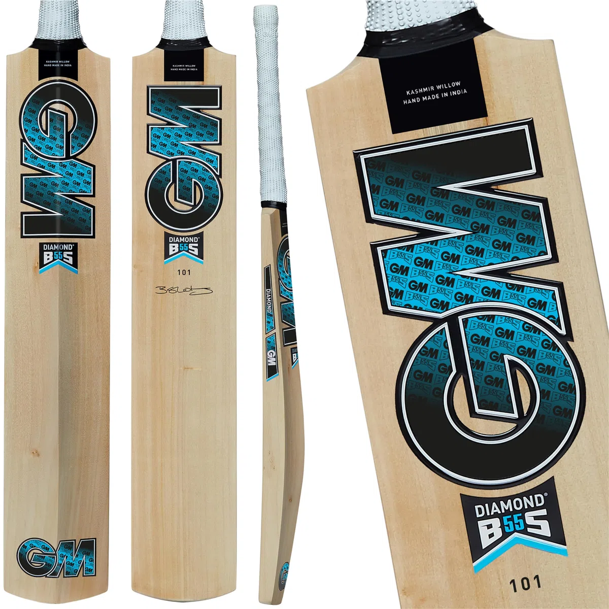 Gunn & Moore GM - Mazza da cricket in salice del Kashmir, con impugnatura esagonale, disponibile in varie misure e misure per bambini fino a dimensioni standard