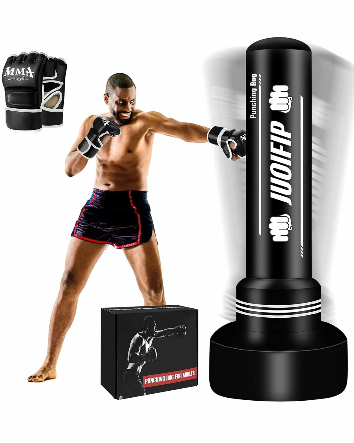 Sacco da boxe da 180 cm per adulti con guanti da boxe, sacco da boxe da terra autoportante sacco gonfiabile per allenamento MMA Muay Thai Fitness