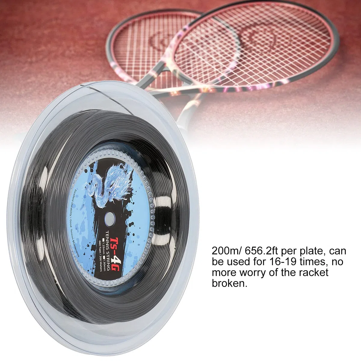 Corda per Racchetta da Tennis, Bobina da Tennis da 200 Metri Set Corda per Racchetta multifilamento Corda per Racchetta per Giocatori offensivi