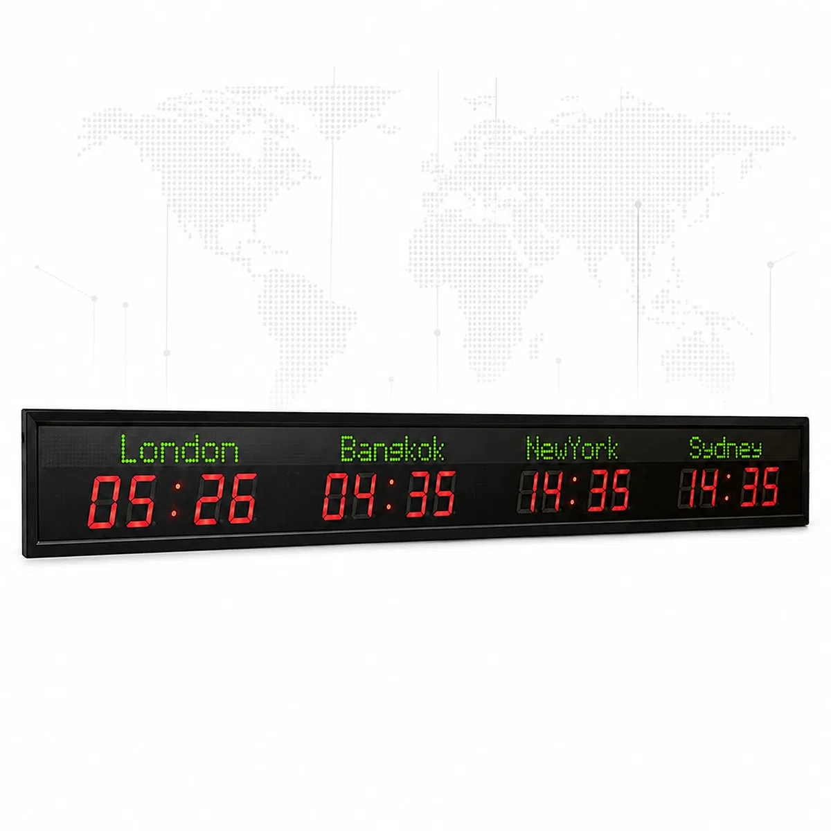 Orologio Digitale a LED a Colori con Fusi Orari Multipli, Orologio Mondiale a LED con Display Digitale a 4 Città, Luminosità Regolabile su 5 Livelli per Uffici E Hotel.