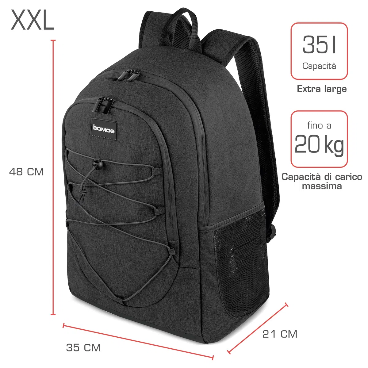 bomoe Zaino Termico 35 Litri - Borsa Termica per Aalimenti 45x19x33 cm - 16h Funzione di raffreddamento - Borsa Frigo Grande Antracite da Campeggio Pieghevole - Mantiene Caldo e Freddo - KR50