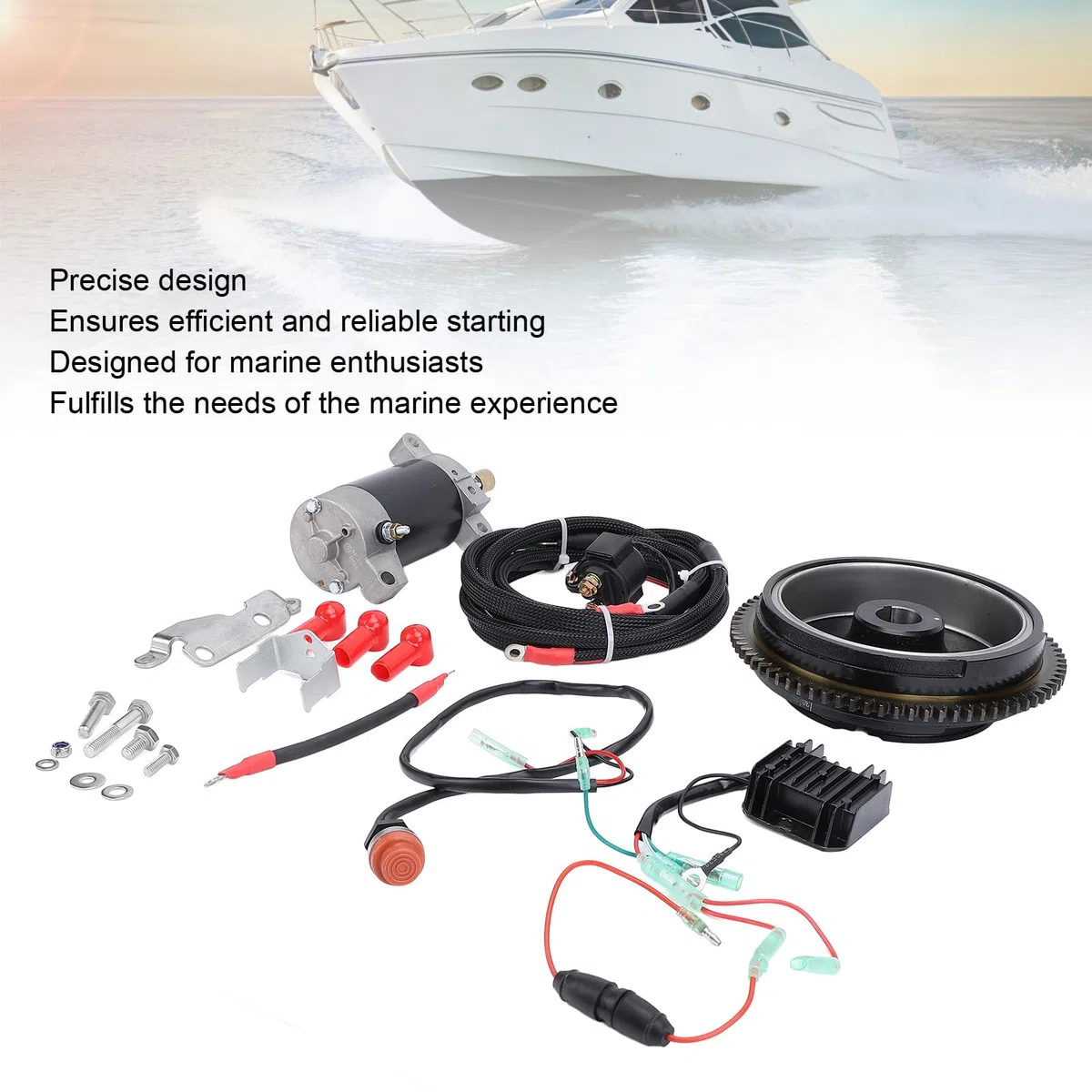 Kit di Avviamento per Motore Fuoribordo Sostituzione Durevole Dell'avviamento Elettrico per Motore Fuoribordo a 4 Tempi 20 per Appassionati di Alluminio, Ferro, Plastica, Gomma
