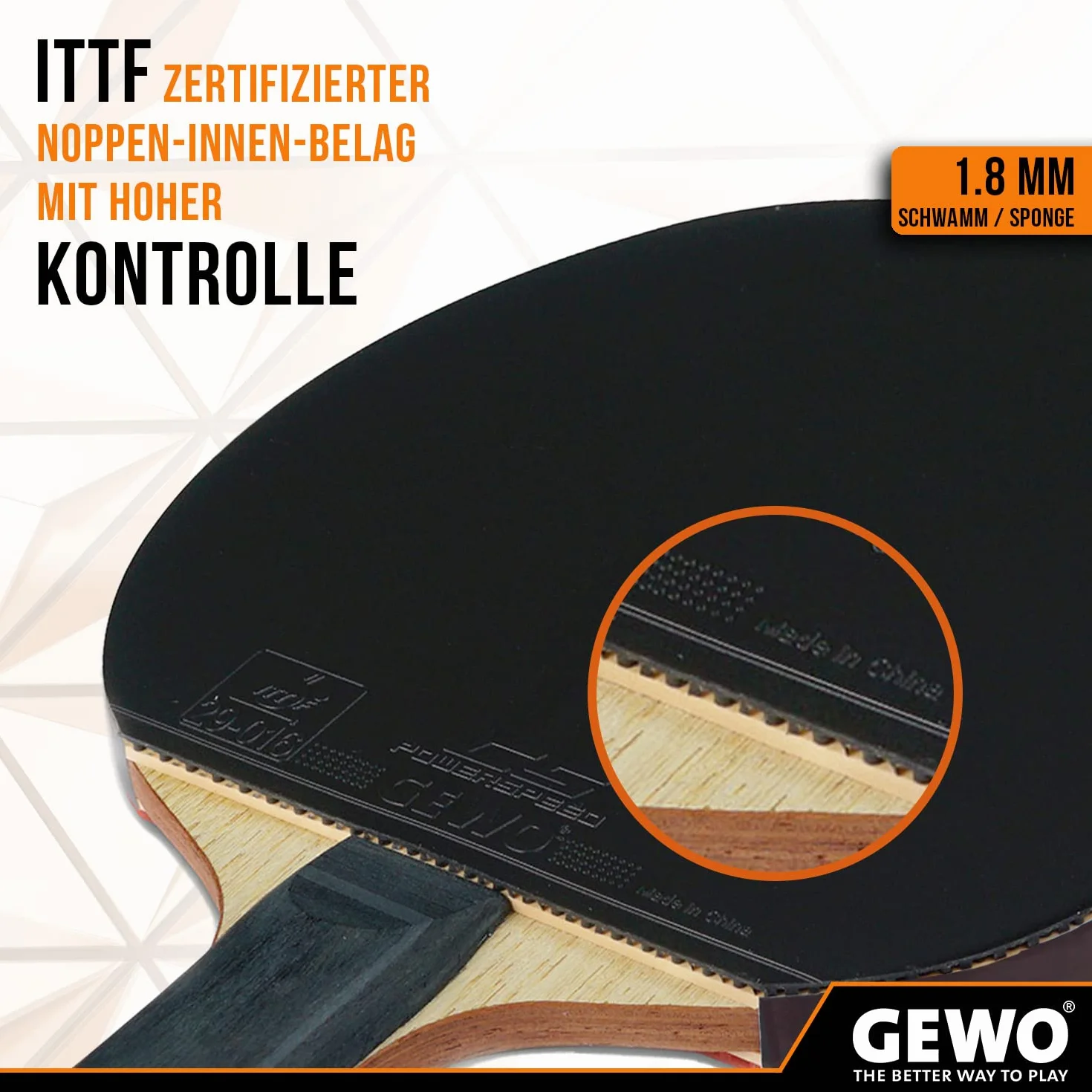 GEWO CS Energy Carbon - Racchetta da ping pong concava, sviluppata da Christian Süß