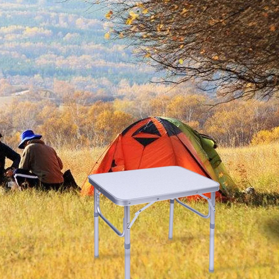 Dioche Tavolo Pieghevole da Campeggio e Giardino, Tavolino da PIC-nic con maniglia di trasporto Tavolo da Campeggio in Alluminio Altezza Regolabile da 25-56 cm