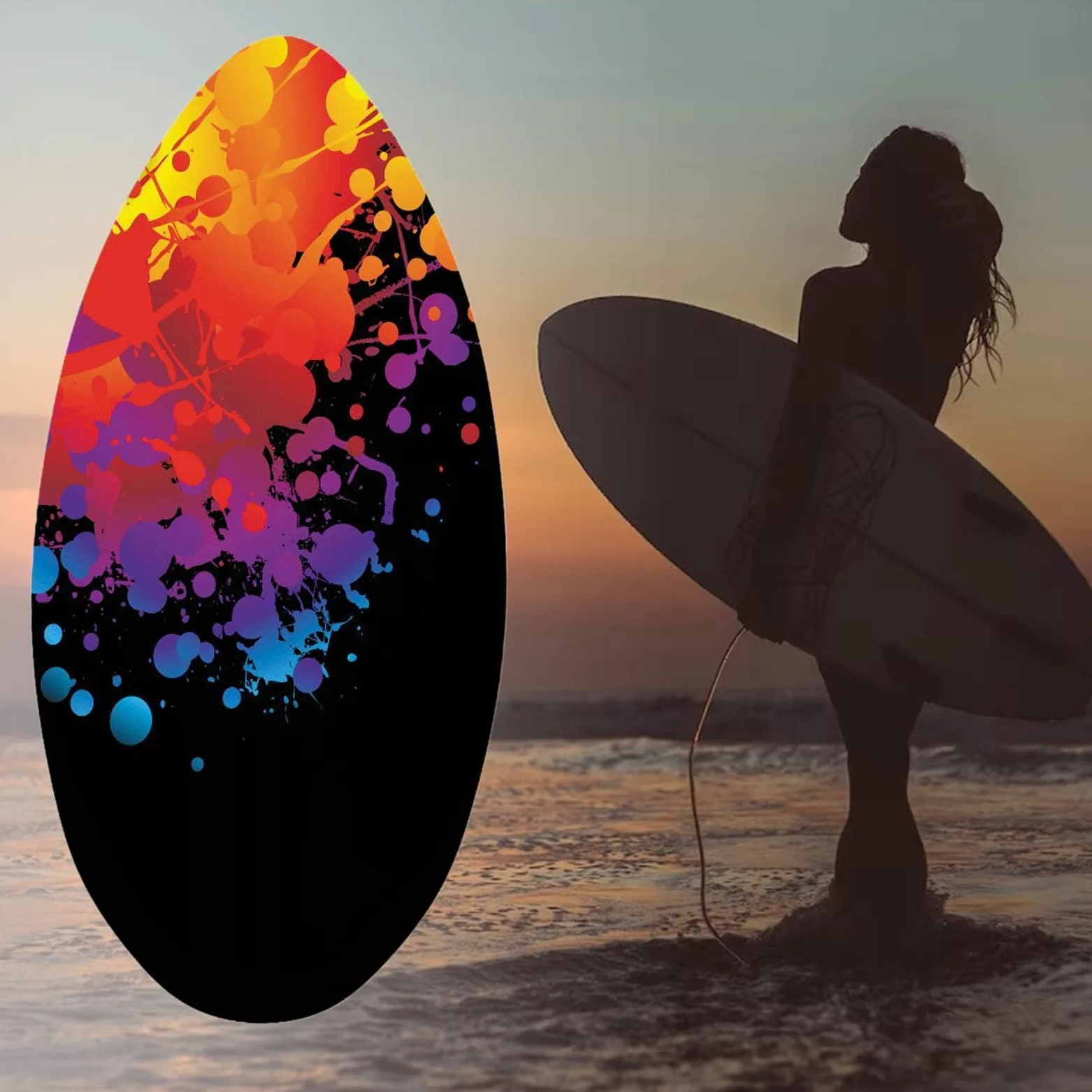 Homyl Skimboard, Skimboard, Tavola da Planata in Legno con Rivestimento Lucido, Bodyboard in Legno Premium, Tavola da Surf per Adolescenti E Adulti, Tutti G