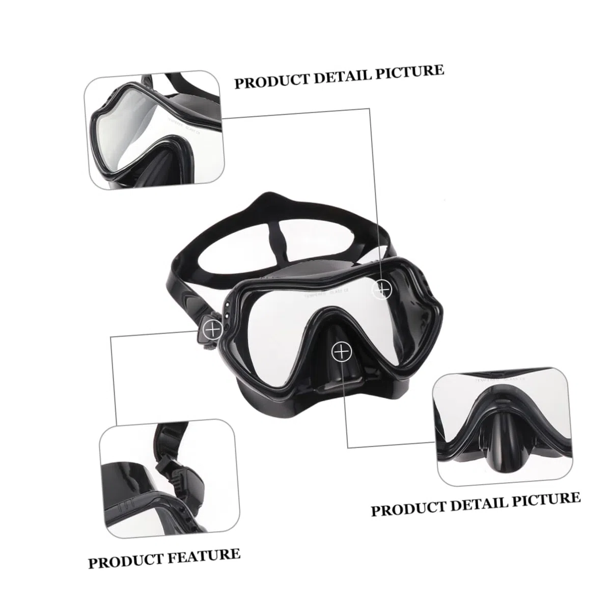 WOONEKY maschera subacquea e da uomo per uomo coperture per il viso da uomo abito da uomo snorkeling maschera subaquea maschere da snorkeling Black