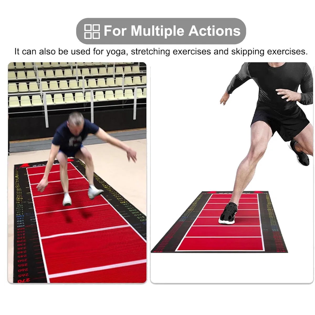 Tappetino antiscivolo professionale per atleti, per esercizi e allenamento per scuola, palestra, casa, 350 x 80 cm