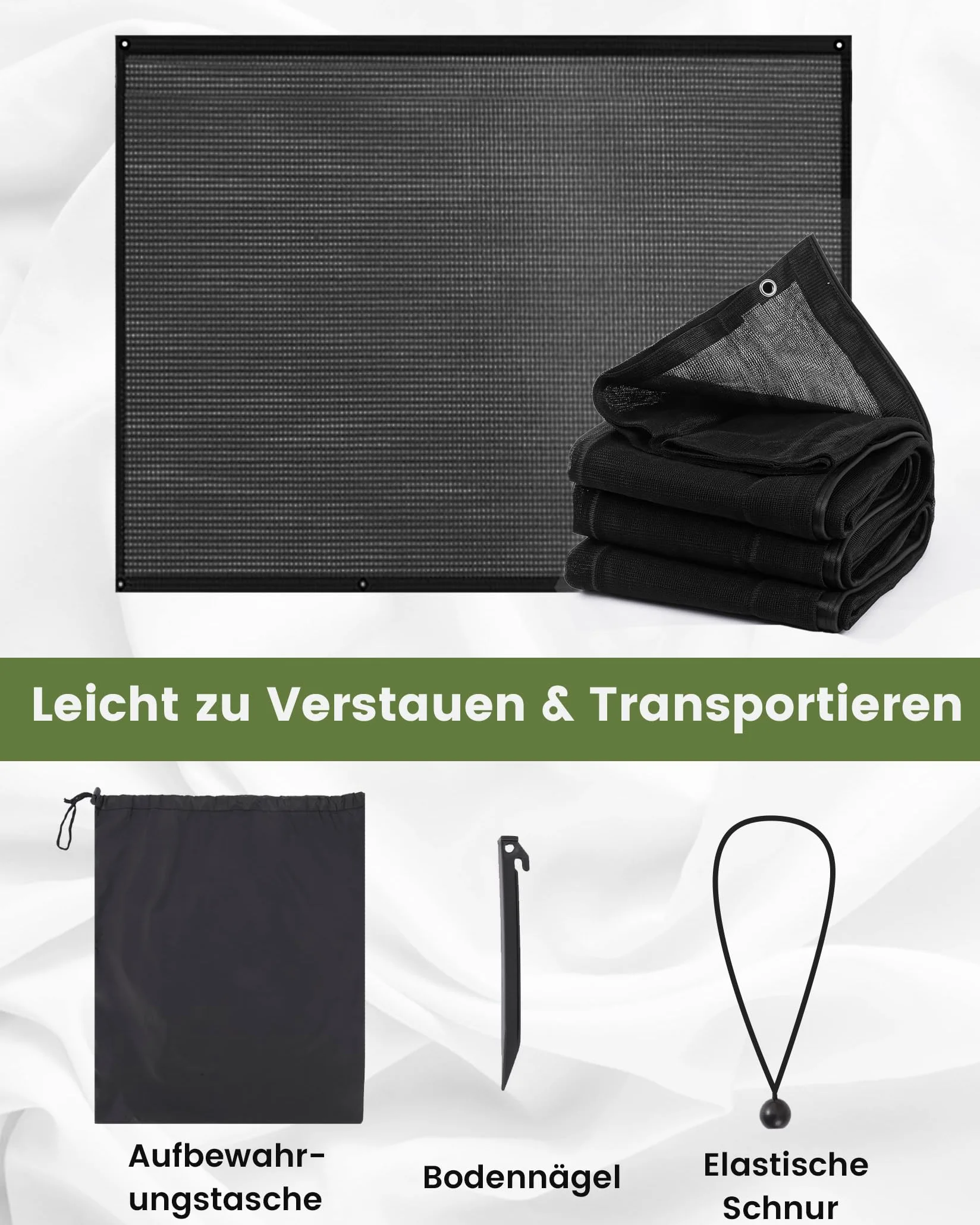 FoundGo Parasole per tenda da campeggio, 200 x 330 cm, schermo frangivista Rail Keder in tela HDPE 220 g/m², Occultation 75% anti-UV, accessorio adatto per campeggio, auto, furgone e roulotte