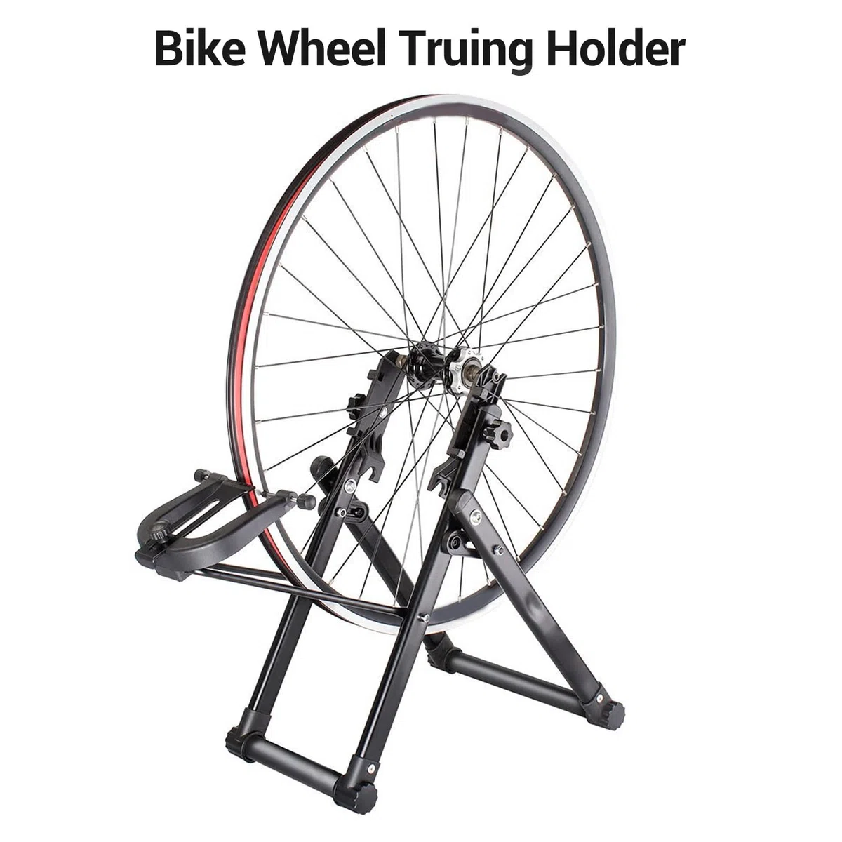Cryfokt Cavalletto per Centratura Ruota Bici Pieghevole, Supporto per Manutenzione per Ruote da 16 a 29 Pollici, Acciaio Ad Alto Tenore di Carbonio, Plastica ABS, con Righello e Perno