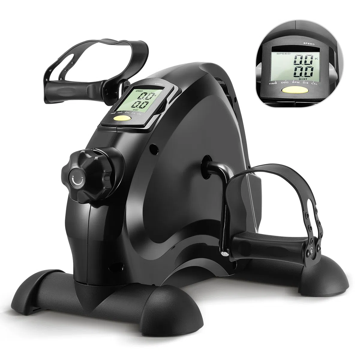 Pedali Statici per Anziani, Mini Cyclette da Casa, Pedaliera Elettrica con Schermo LCD per Allenamento di Braccia e Gambe, Livelli di Resistenza Regolabili