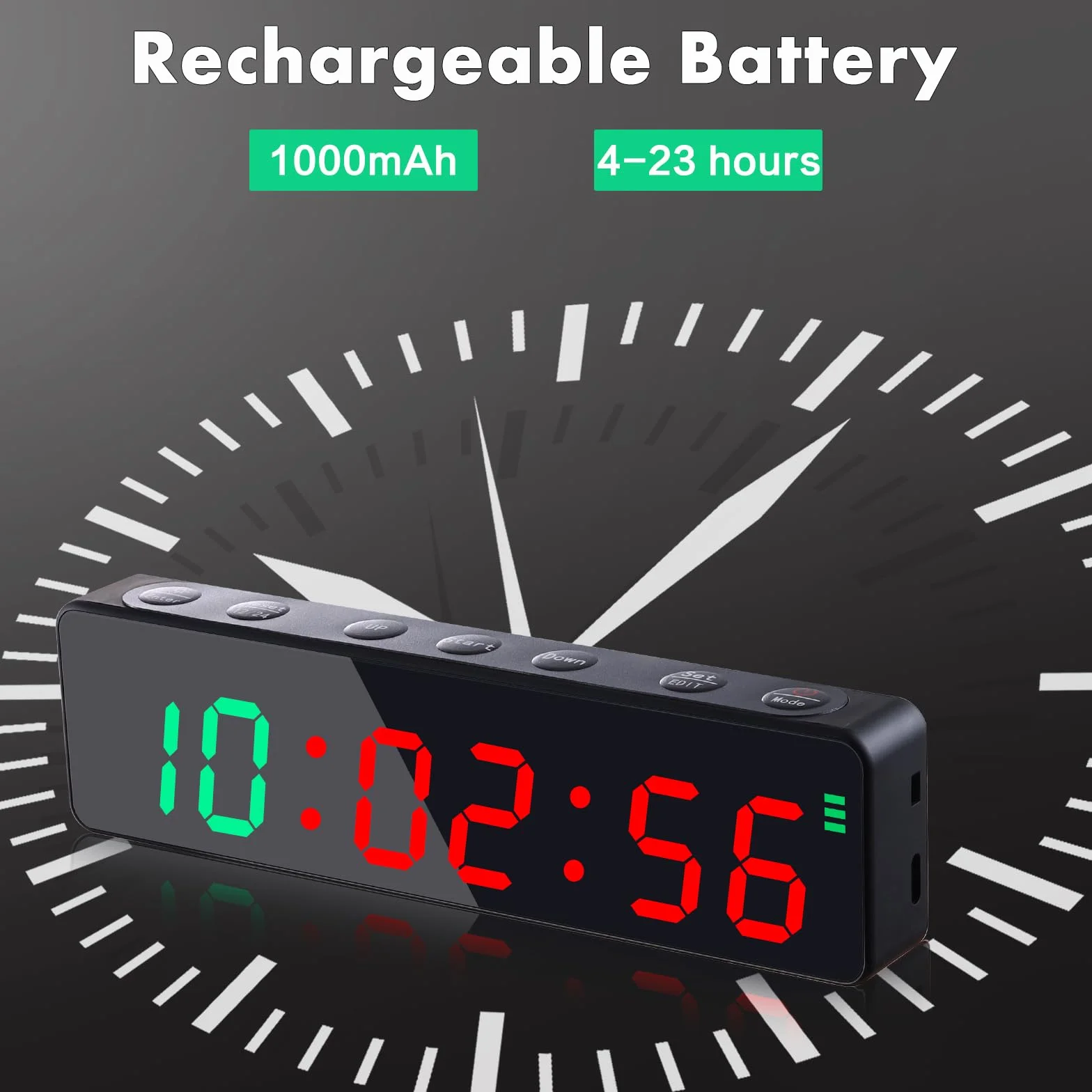 PELLOR Timer Palestra Multifunzione, Portatile Digitale Cronometro LED con Potente Magnete, 5 livelli di luminosità, Conto alla Rovescia/Incremento, Timer a Intervalli Fitness per Casa/Garage/Boxe