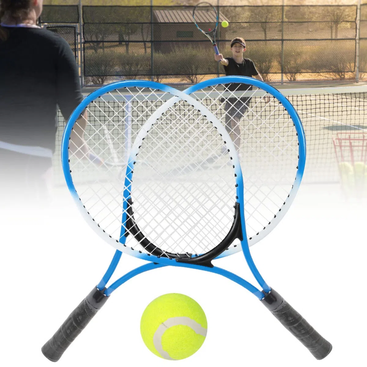 Qivine Racchetta da badminton, 2 racchette da tennis per bambini, con pallina da tennis, in lega da 21 pollici, per bambini con borsa