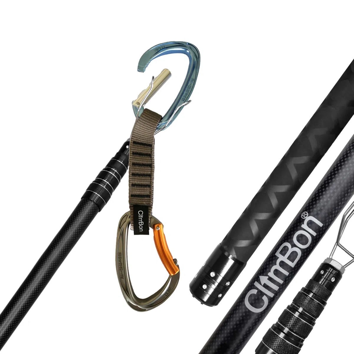 CLIMBON Lead Clip Tool, 214 cm/274 cm, due lunghezze regolabili, testa a clip in acciaio inox con blocco di sicurezza, per appendere stringhe e corde durante la progettazione