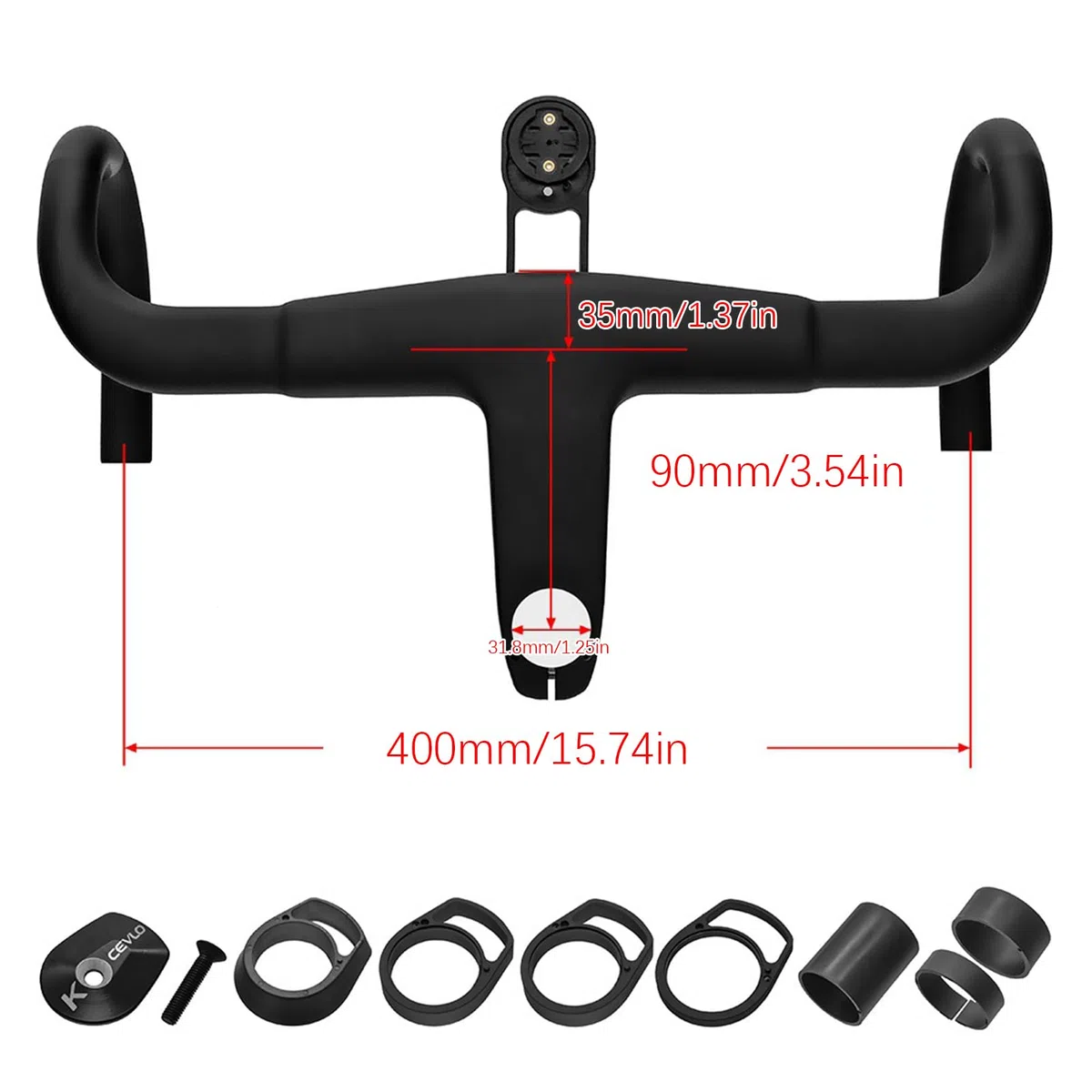 Attacco Bici Strada Carbonio Integrato Manubrio Mountain Bike in Carbonio | Ciclismo Lega Alluminio Antivibranti Per Appassionati Famiglia Adulti Ragazzi