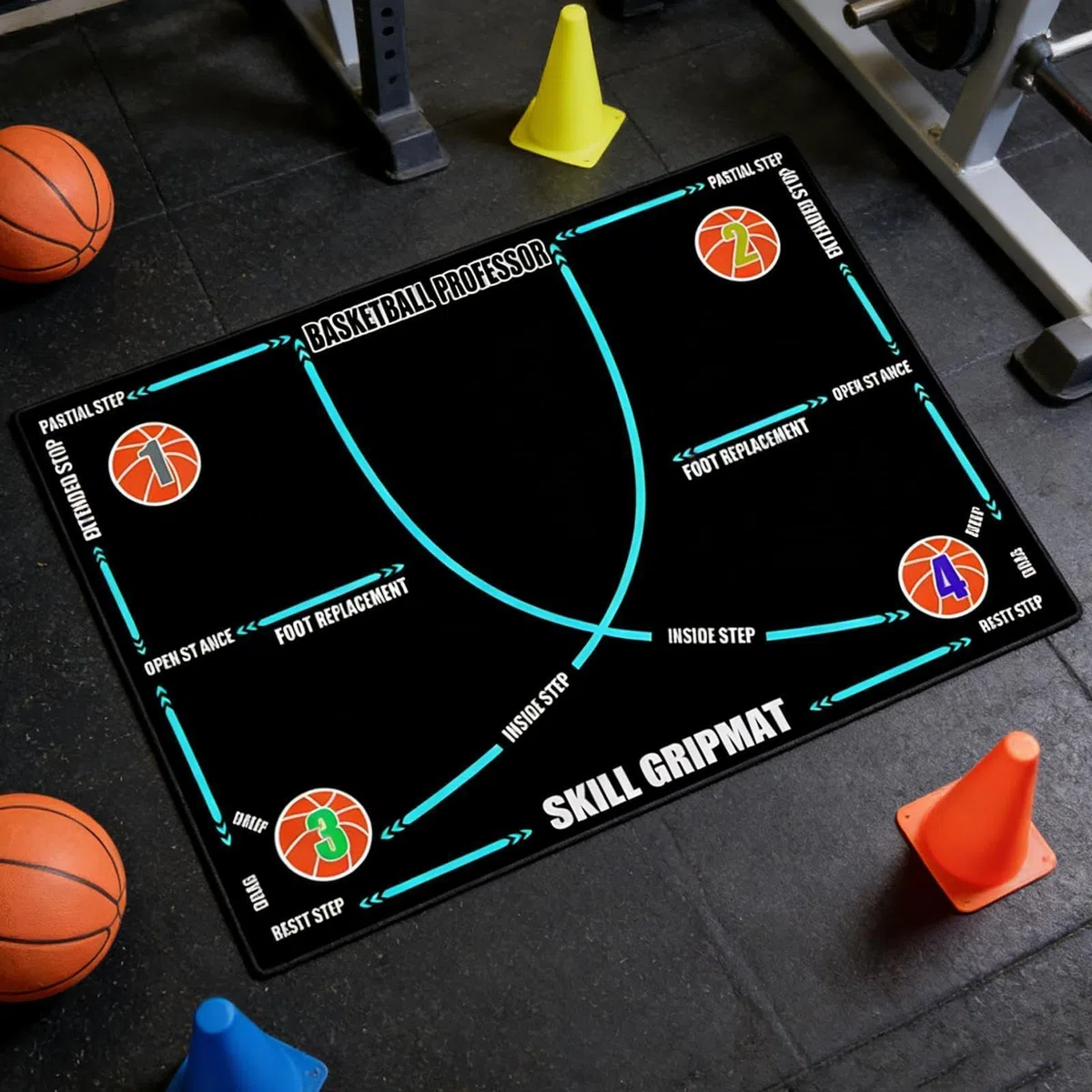 Tappetino Per Allenamento Di Pallacanestro Per Bambini Attrezzature | Tappetino Per Pratica Passi Di Basket Adulti Giocatori Squadre Scolastiche Allenatori Casa Palestr