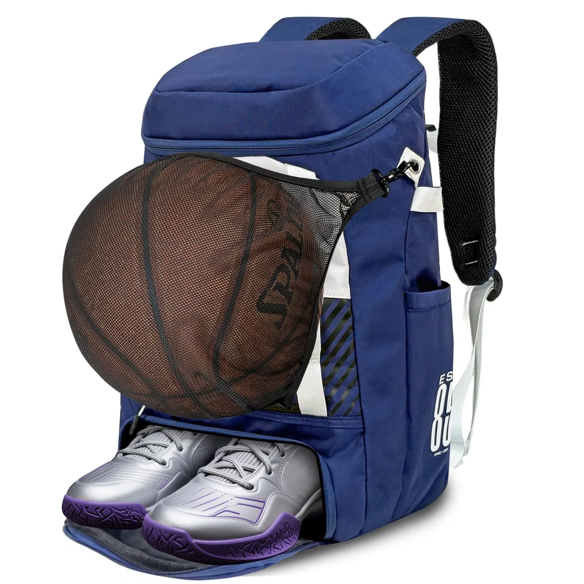 KINGSLONG Zaino da pallacanestro, grande capacità, con scomparto per scarpe e ganci per recinzione, leggero, pallavolo, attrezzatura per racchette, caschi, cappelli, scarpe