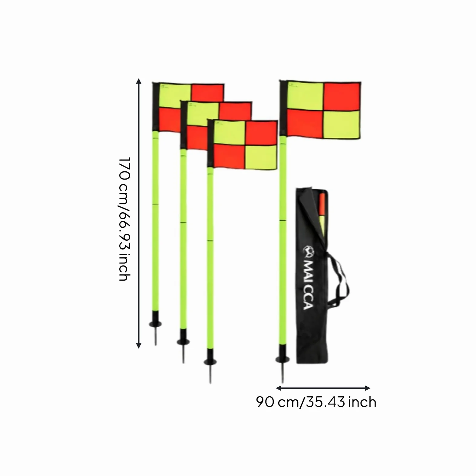 kowaku 4 Pezzi Kit Bandierine per il Calcio Picchetto Portatile Bandiera d’angolo con urevole Attrezzatura Sportiva per Allenatori