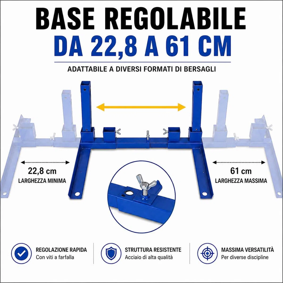 Supporto Regolabile per Bersagli da Tiro – Base Metallica 43 x 63,5 cm – Compatibile con Sagome e Bersagli a Punteggio