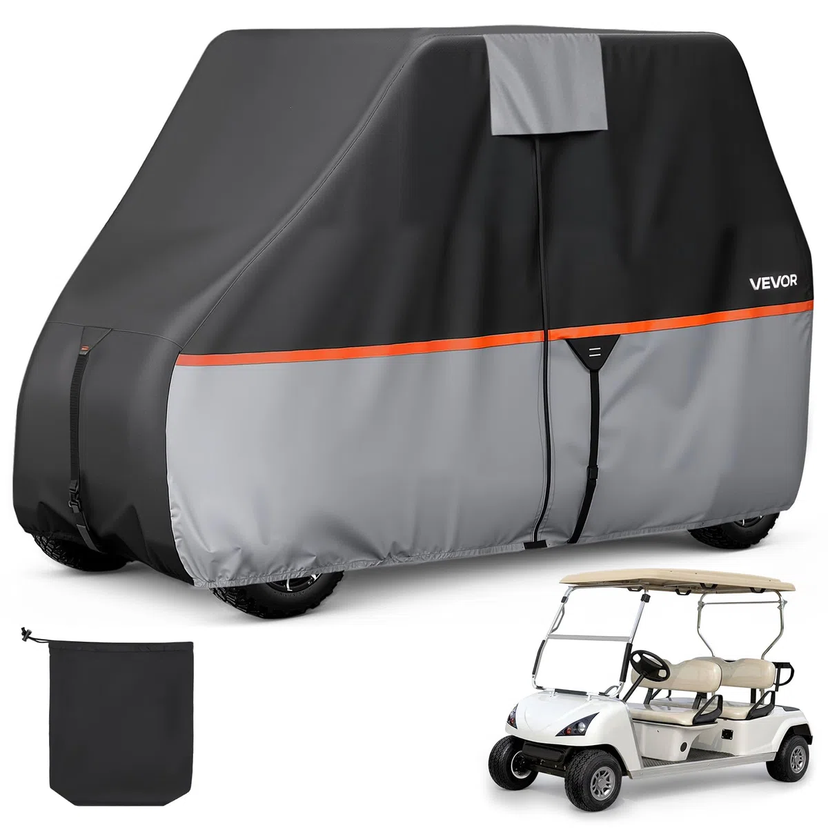 VEVOR Copertura di Protezione da Esterno per Carrello da Golf Copertura Completa con Tessuto Oxford 420D Impermeabile per Golf Cart da 2 o 4 Posti Compatibile con Yamaha EZGO Club Car Honda