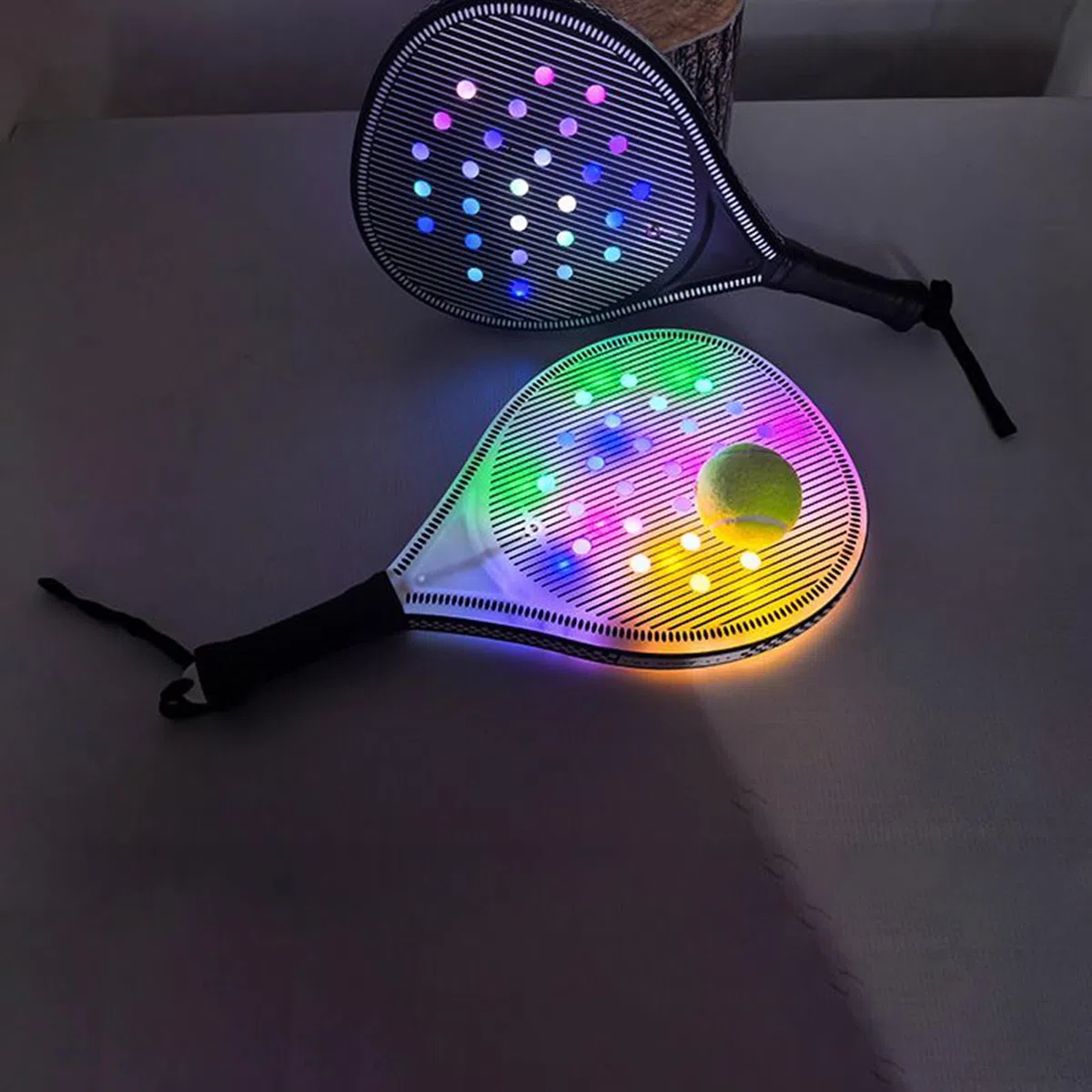 Racchetta da Tennis per Donne Set Di Pagaia Da Spiaggia Luminosa USB | Con 2 Palline Per Adulti E Bambini Per Sport All'Aperto E Allenamento Quotidiano