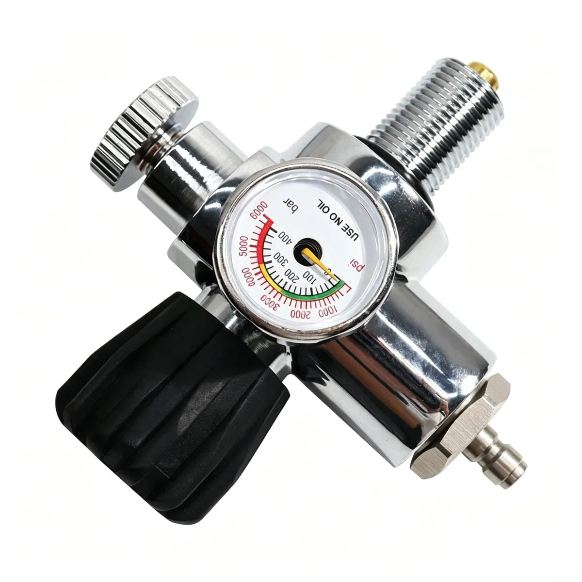 ARA Cilindro Doppio Manometro Scala 400 Bar 6000 Psi Per M18x1.5 5/8-18 Unf 7/8-14 Unf Valvola Riempimento Adattatore Con Anelli in Gomma Nero (7/8)