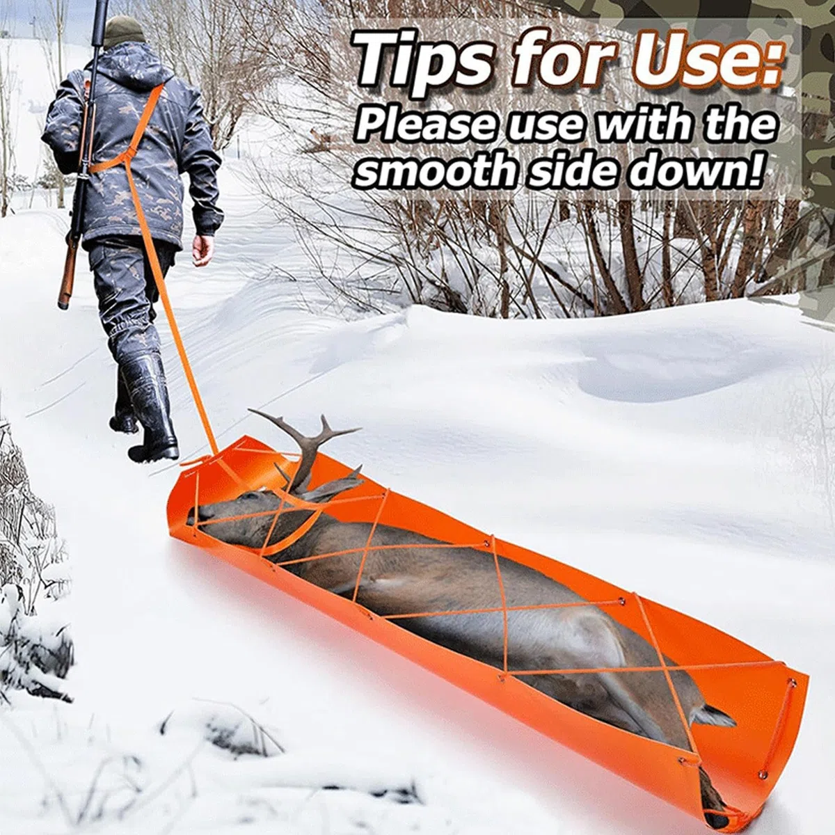 Slitta di cervi gioco Hauler, utility slitta per il trasporto, slitta di cervi da trainare peso per la caccia, tappetino da drag yard ispessito cervo drag sled per tronchi d'albero, attrezzatura da