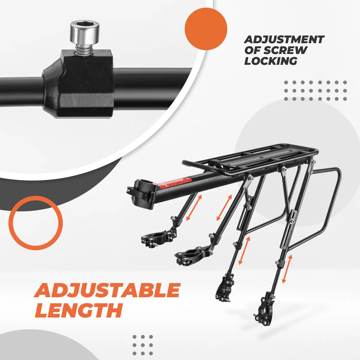 ROCKBROS Portapacchi Bici Lega di Alluminio, Portapacchi Bicicletta Posteriore Universle, Design a Sgancio Rapido, Supporto Regolabile per MTB, Carrier Rack con Riflettore, 24-29 Pollici