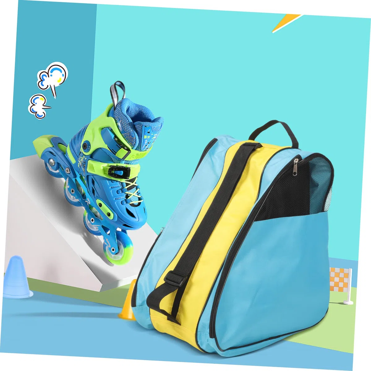 Toddmomy Borsa per Pattini Roller Uomo in Nailon Resistente, Zaino Comodo per Protezione e Trasporto Scarpe da Pattinaggio Artistico e Roller