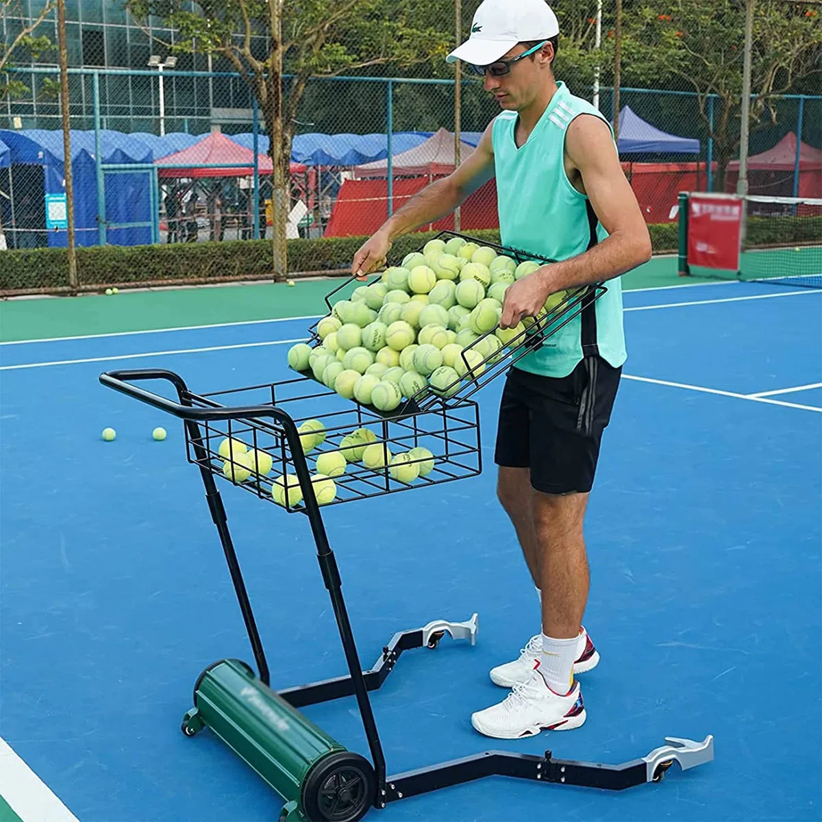 Cart - Raccoglitore automatico di palline da tennis, raccoglie 90 palline alla volta, può contenere fino a 290 palline da tennis, per vari campi e palestre