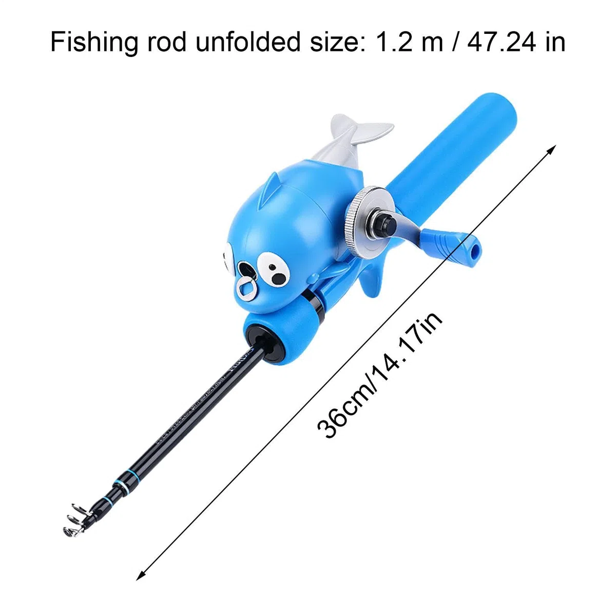 Canna da pesca per bambini, motivo canna da pesca telescopica, portatile, con mulinello e mulinello, adatta per fiumi, laghi, ruscelli, riserbatoi, bambini, adolescenti e ragazze