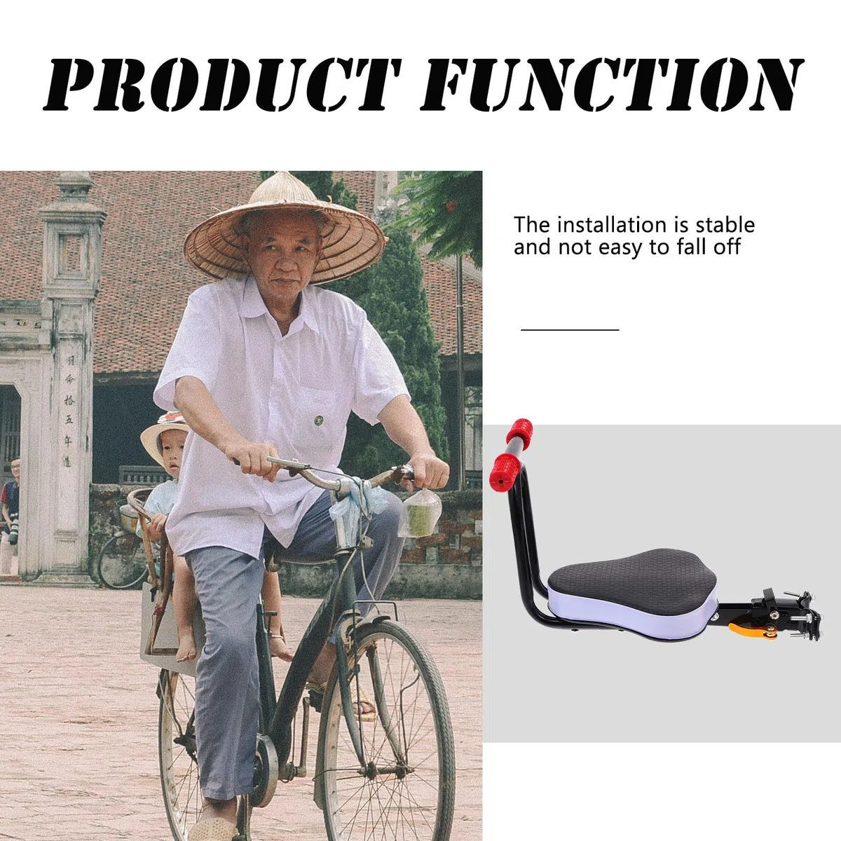 Seggiolino al e per Acciaio Bici Nero Elettrica p e r Ragazzi Sicurezza Carbonio Schienale Imbottito Facile da Installare e Effetto Protettivo in Città