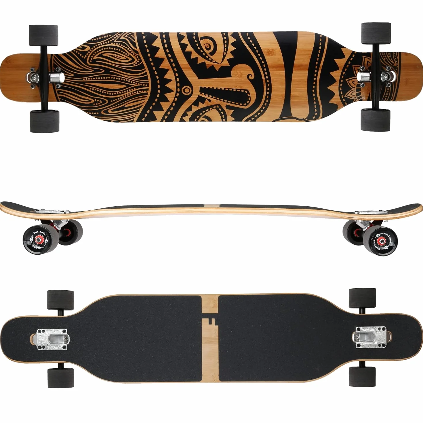 FunTomia Longboard con 3 livelli flessibili, Drop Through Cruiser Completo con cuscinetti a sfera Mach1 Speed, strumento a T