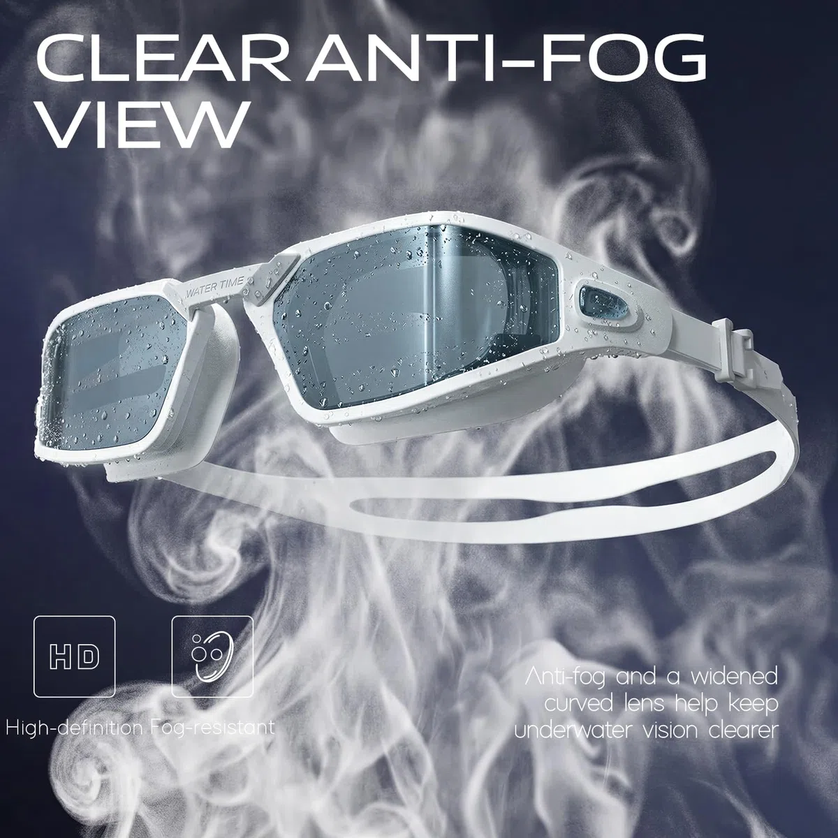 Occhialini da nuoto polarizzati unisex, per donne, uomini, ragazzi, ragazze, 100% anti-appannamento e anti-UV, occhiali alla moda (bianco)