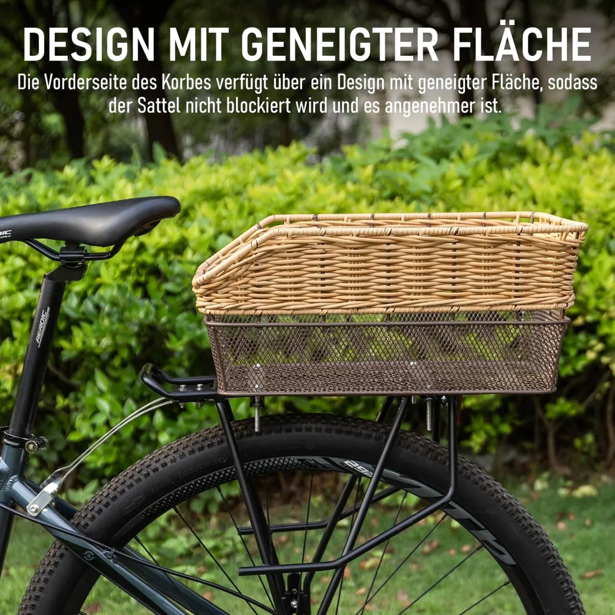Cestino posteriore per bicicletta Weave, grande, 25 l, con portata fino a 20 kg, base in metallo, cestino per la scuola, per Rennard, resistente alle intemperie, non arrugginisce, e-bike