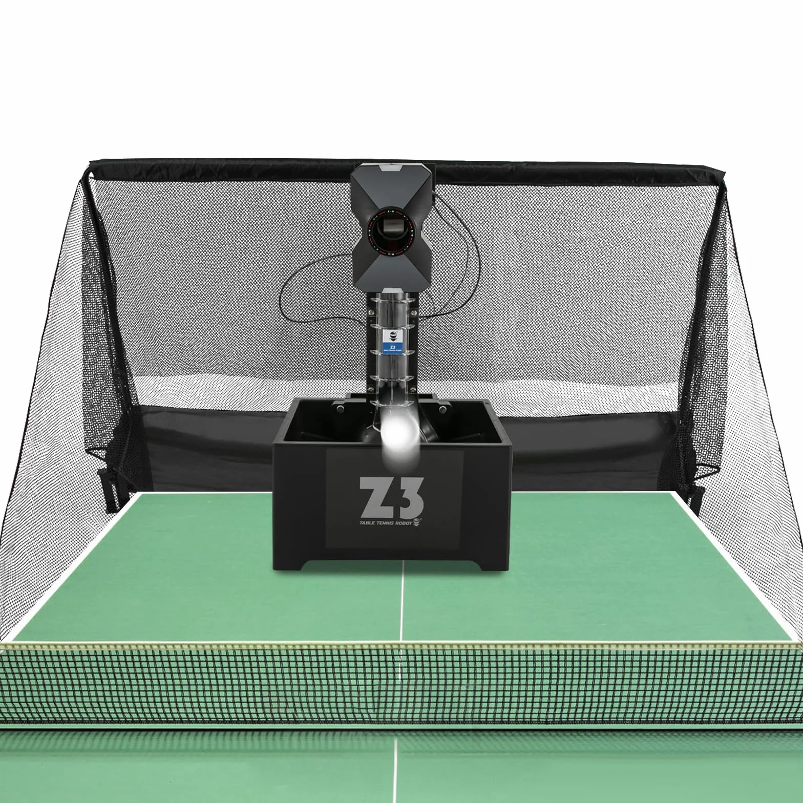 Lanciatore automatico con rete di raccolta per palloni da ping pong, con 100 palline in ABS, per ping pong, con rete, per palestre, scuole, centri di allenamento
