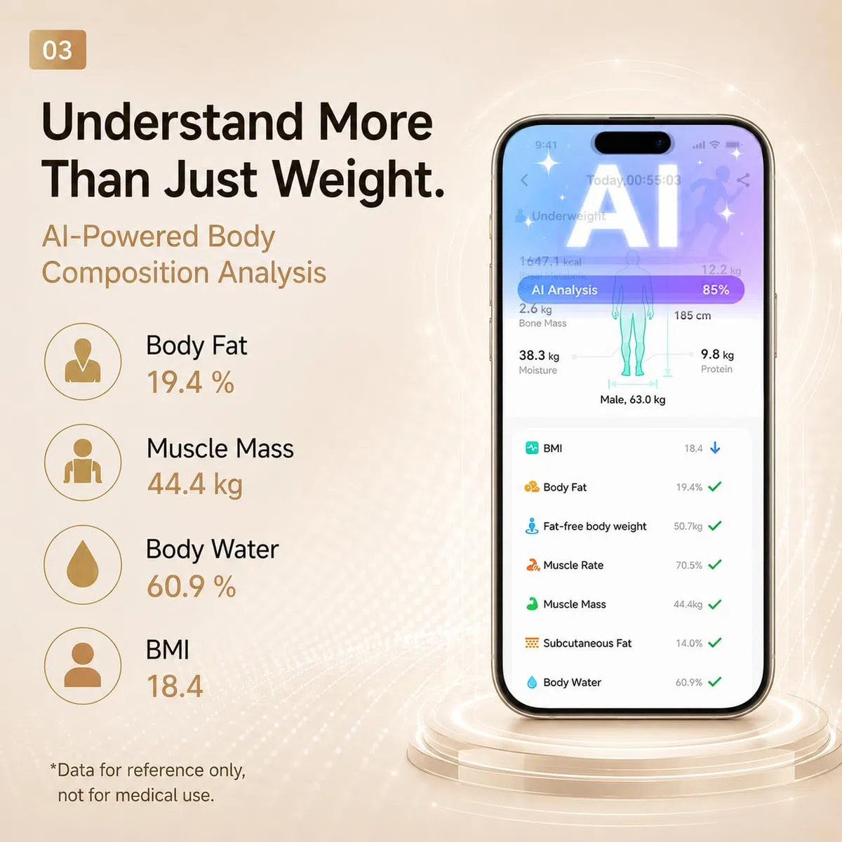 Fitness Tracker senza display, braccialetto fitness cardiofrequenzimetro | Braccialetto fitness GPS con valutazione sanitaria assistita dall'IA, monitoraggio del sonno, contapassi