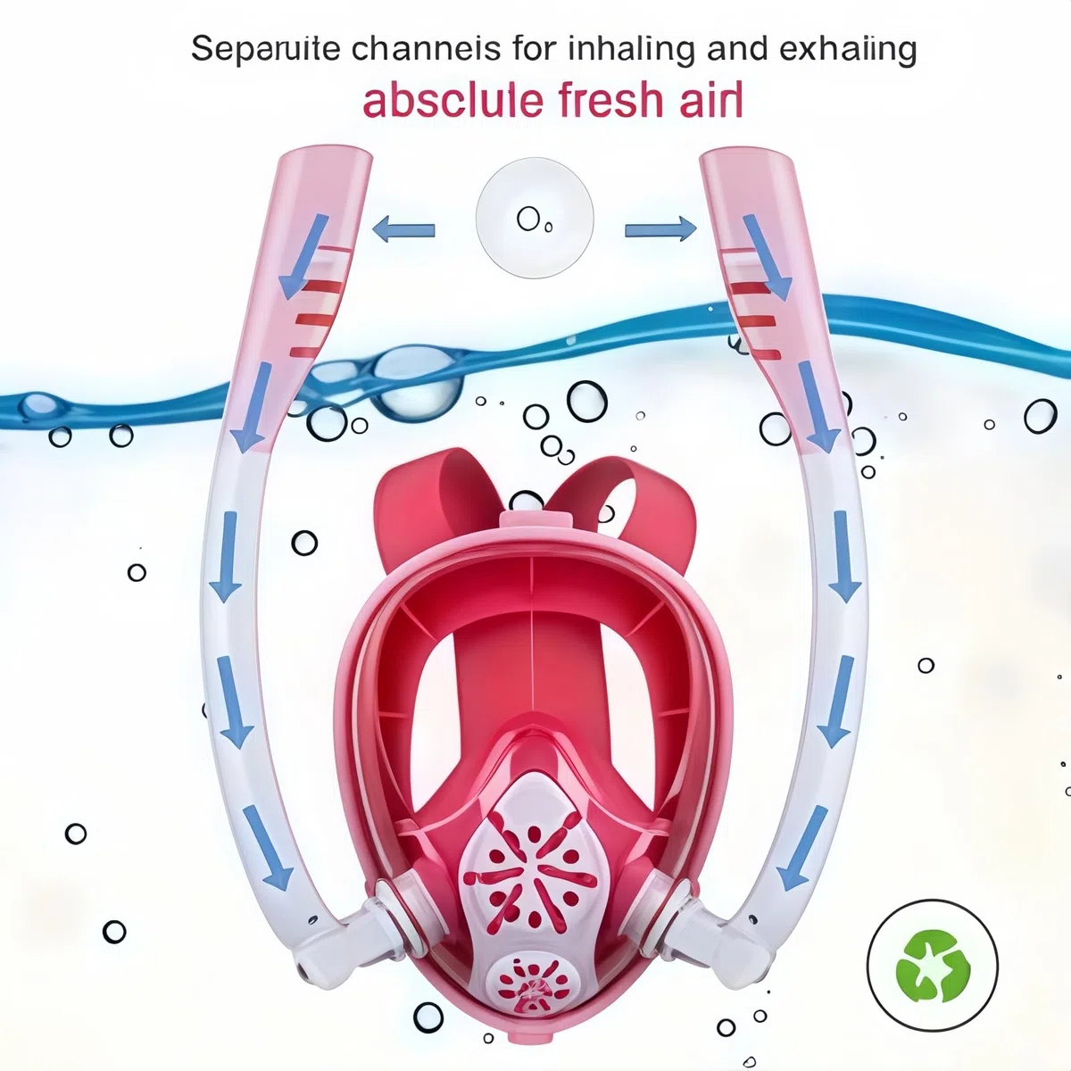 Maschera subacquea per adulti e bambini, maschera subacquea, maschera completa con boccaglio, set da snorkeling per adulti (stile K3 per adulti (bianco e blu, S/M)