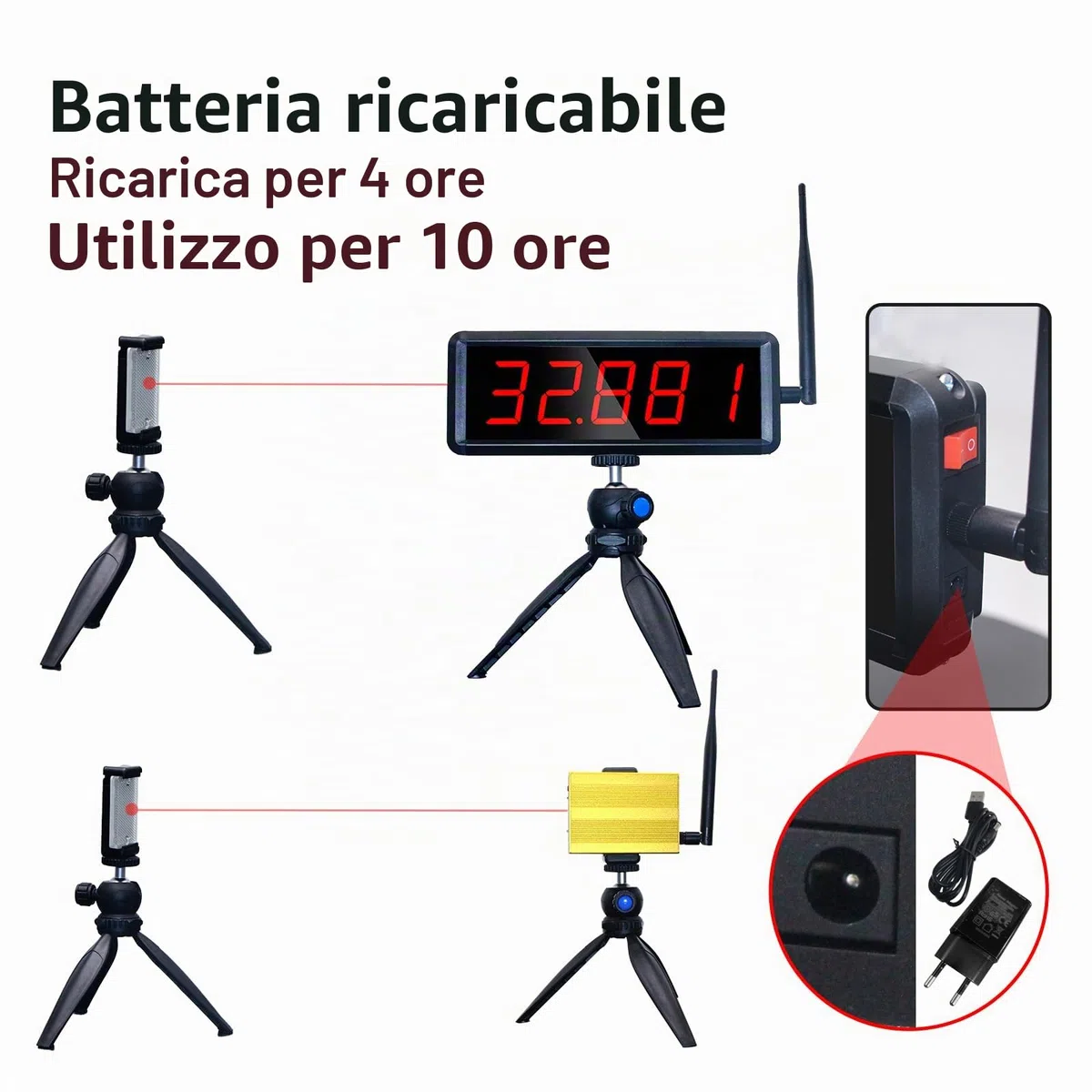 Timer Laser Wireless per Sprint, Timer Laser per Pista 40 60 Yard Dash, Race Clock Cronometro Elettronico Bici da Corsa Allenamento di Velocità Pattinaggio Pista Field Time Moto
