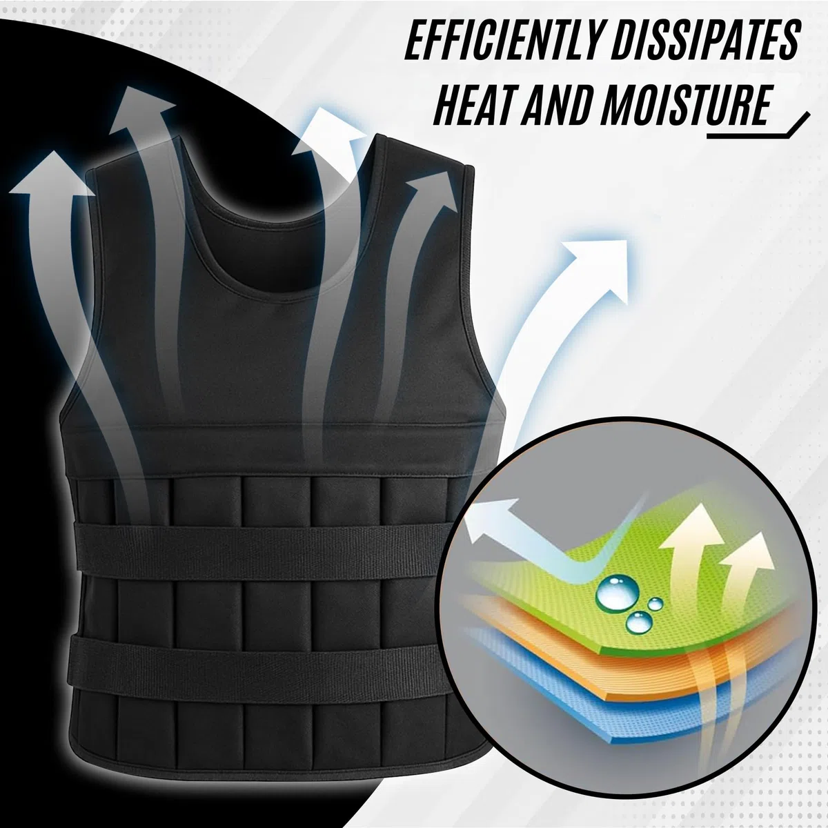 Giubbotto Zavorrato 20kg per Uomo e Donna, Gilet con Pesi Regolabili per Palestra, Calisthenics e Crossfit, Giubbotto Zavorrato per Corsa, Design Ergonomico e Traspirante (Nero)